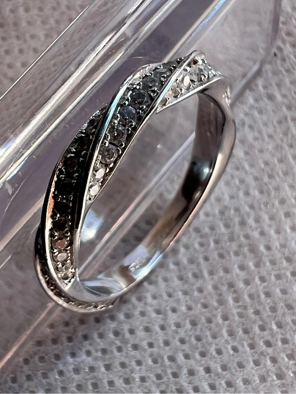 925 Sterling Silver Twisted Pave Band Bundle Of 2